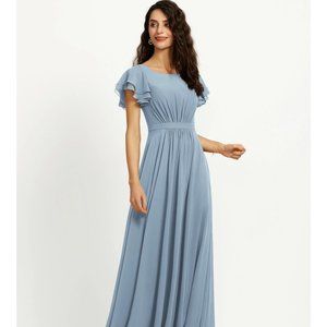 Dusty Blue A-line Bridesmaid's Dress